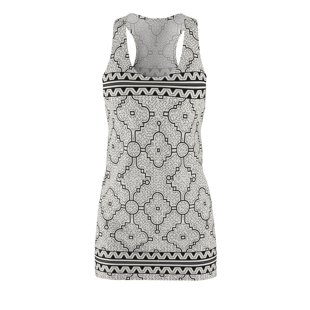 Kené Designs of the Shipibo-Konibo Community: Description, Meaning, and Mythical-Ancestral - ContextRacerback Dress — Monochrome Moroccan Tile All-Over Print