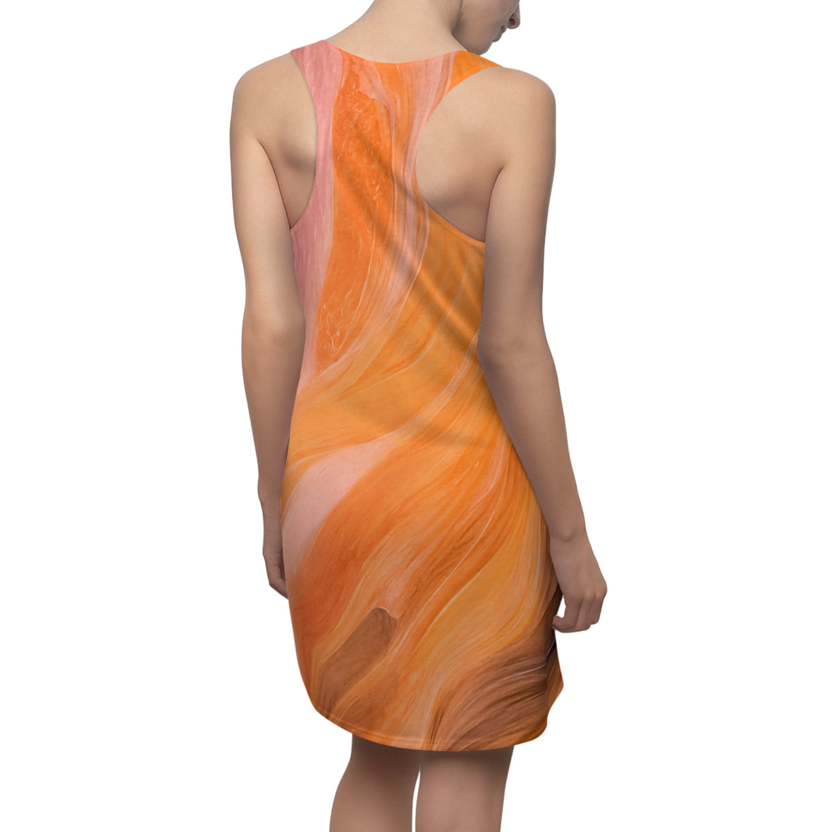 Racerback Dress — Orange Sunset Swirl All-Over Print