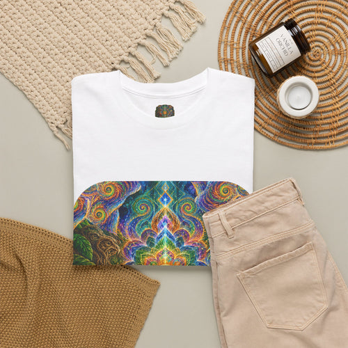 "See the world not with eyes, but with the soul." Ayahuasca  T-Shirt — Mystic Mandala & Shamanic Portrait Graphic