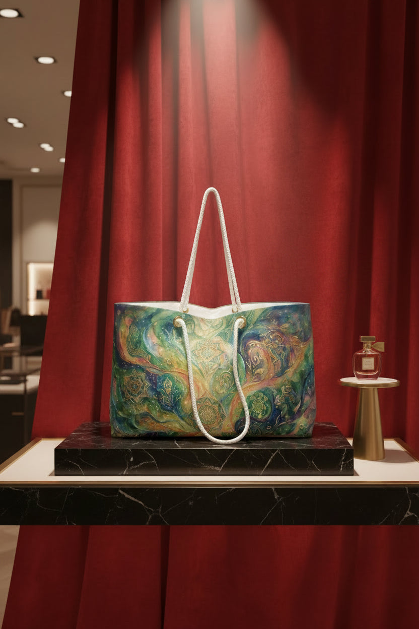 Bohemian Galaxy Weekender Bag — Swirling Celestial Tote for Travel & Beach