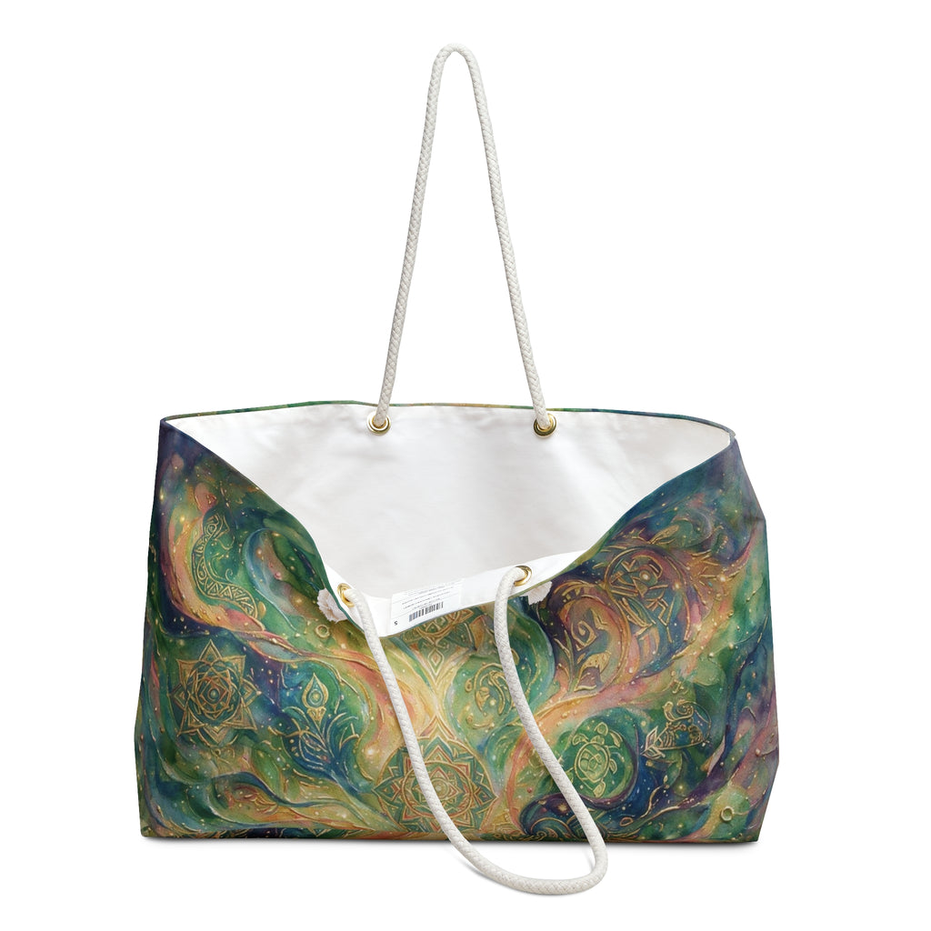 Bohemian Galaxy Weekender Bag — Swirling Celestial Tote for Travel & Beach