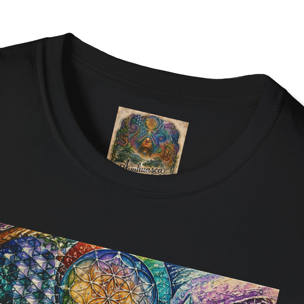 Psychedelic Visionary Tee — Spiritual Geometry & Rising Human Artwork