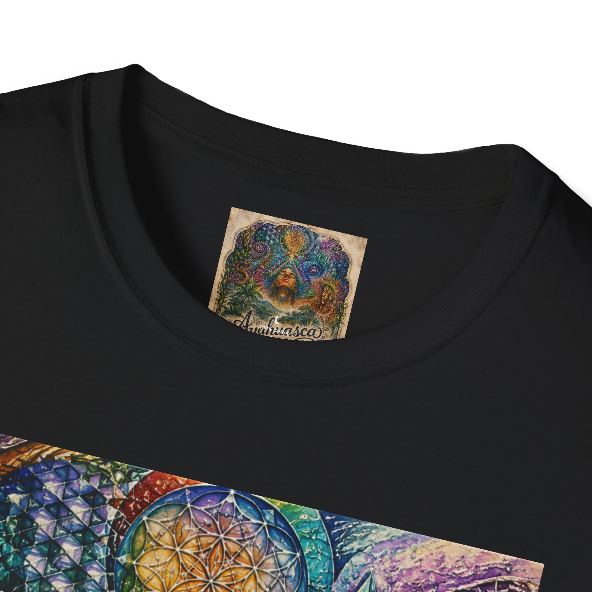 Psychedelic Visionary Tee — Spiritual Geometry & Rising Human Artwork