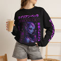Alien Empress Crewneck Sweatshirt — Violet Cosmic Anime Graphic