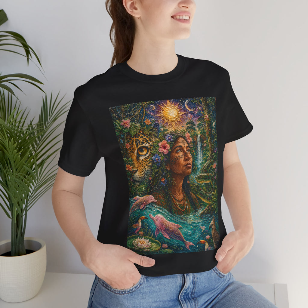 Ayahuasca -"Visions of the cosmos, whispers of the forest. "Unisex Jersey Short Sleeve Tee