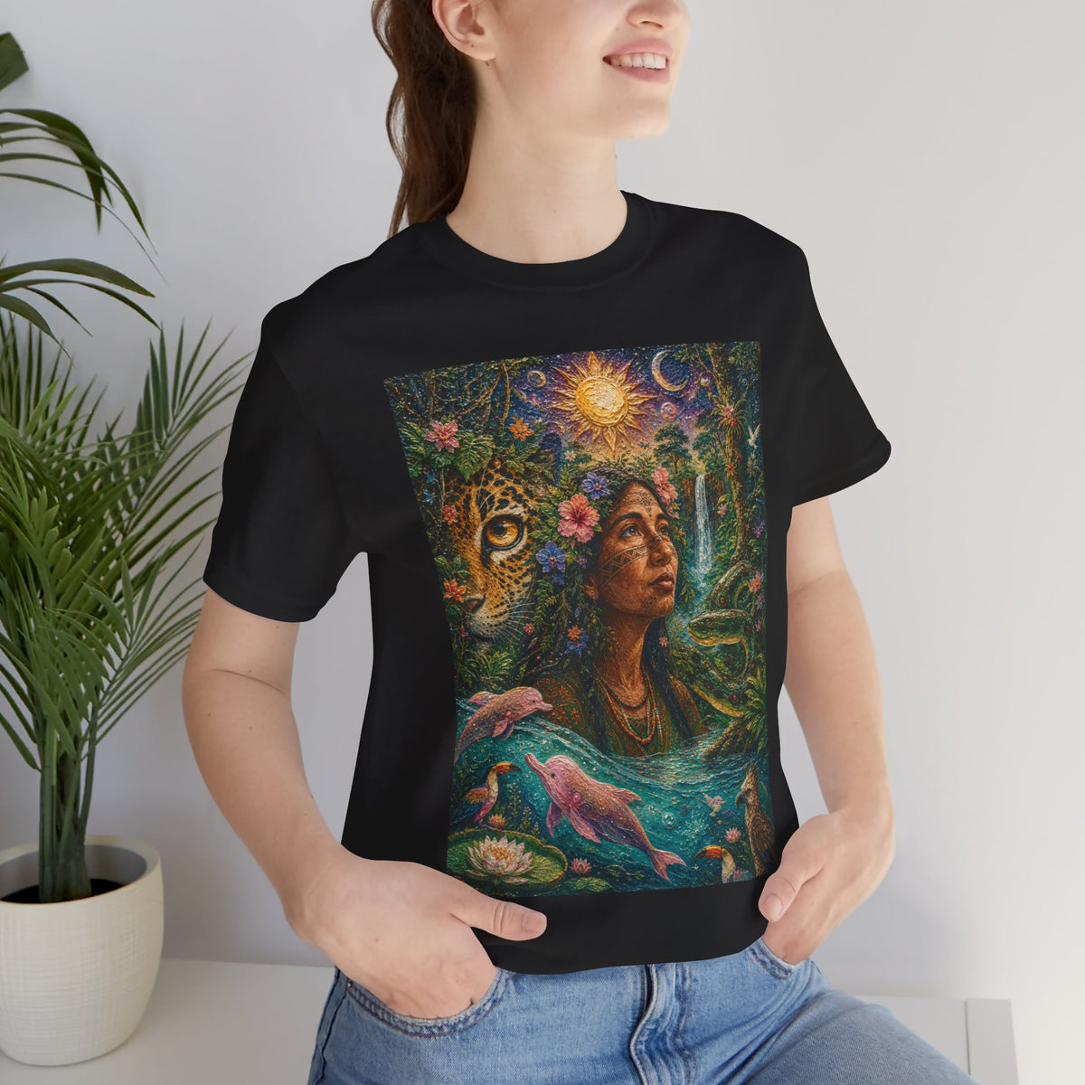 Ayahuasca -"Visions of the cosmos, whispers of the forest. "Unisex Jersey Short Sleeve Tee