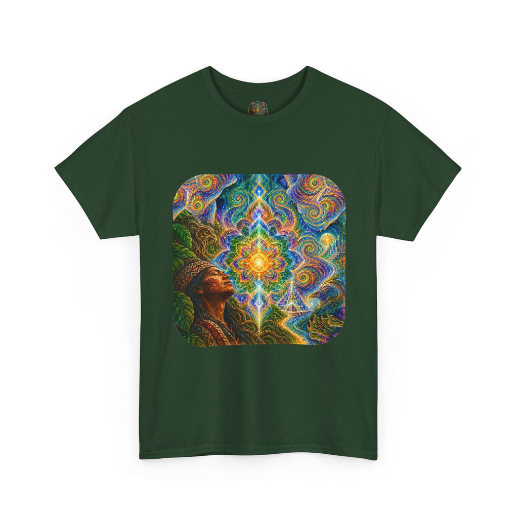 "See the world not with eyes, but with the soul." Ayahuasca  T-Shirt — Mystic Mandala & Shamanic Portrait Graphic
