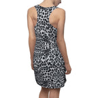 Grey Leopard Print Racerback Dress — Women's Slim AOP Tank Dress