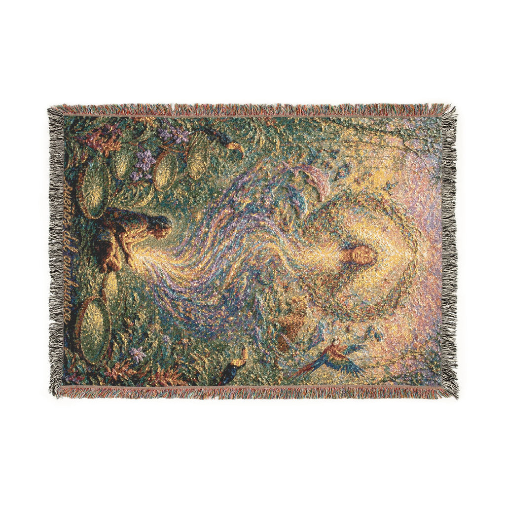 Ayahuasca Vision Woven Blanket — Mystical Mermaid Mosaic Throw
