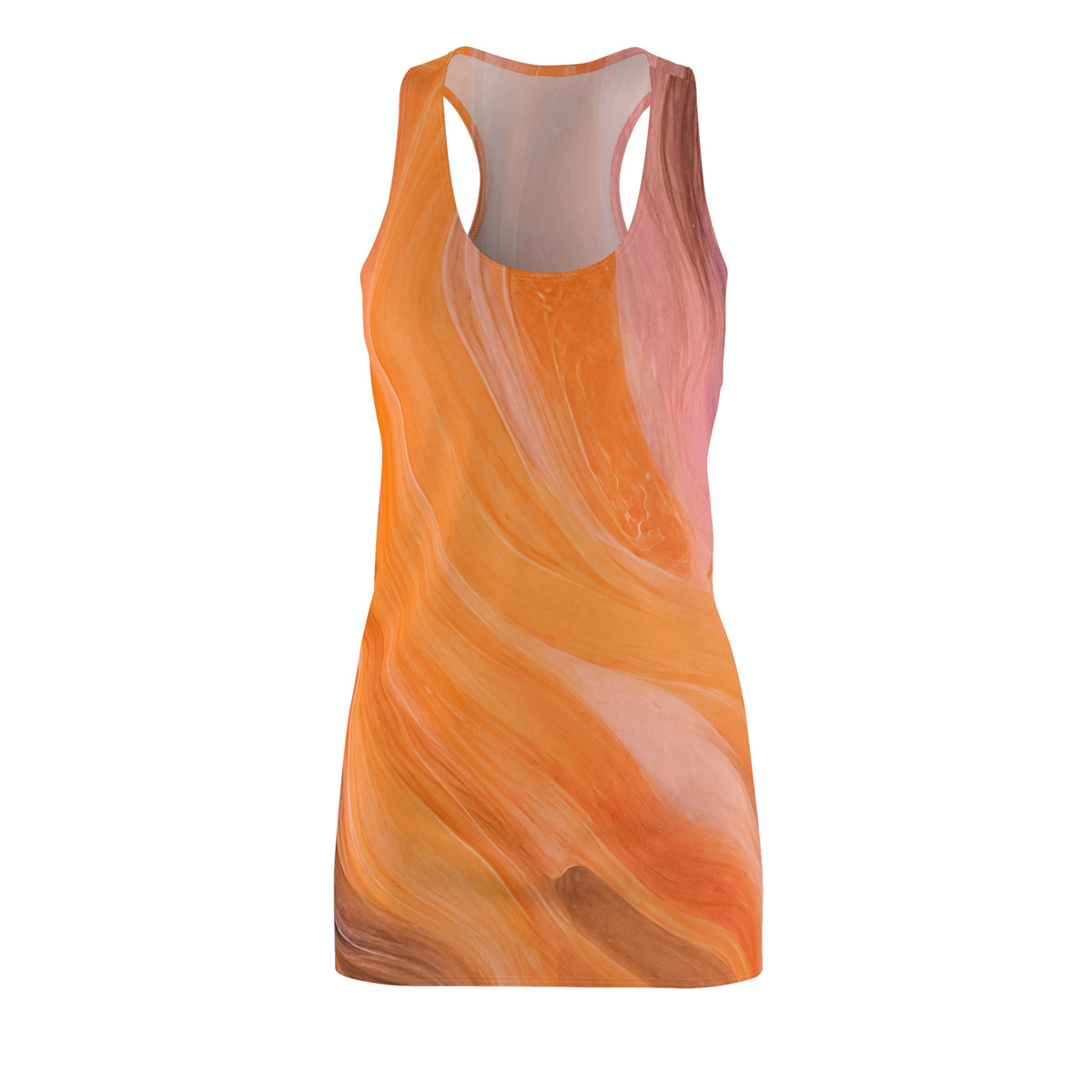 Racerback Dress — Orange Sunset Swirl All-Over Print
