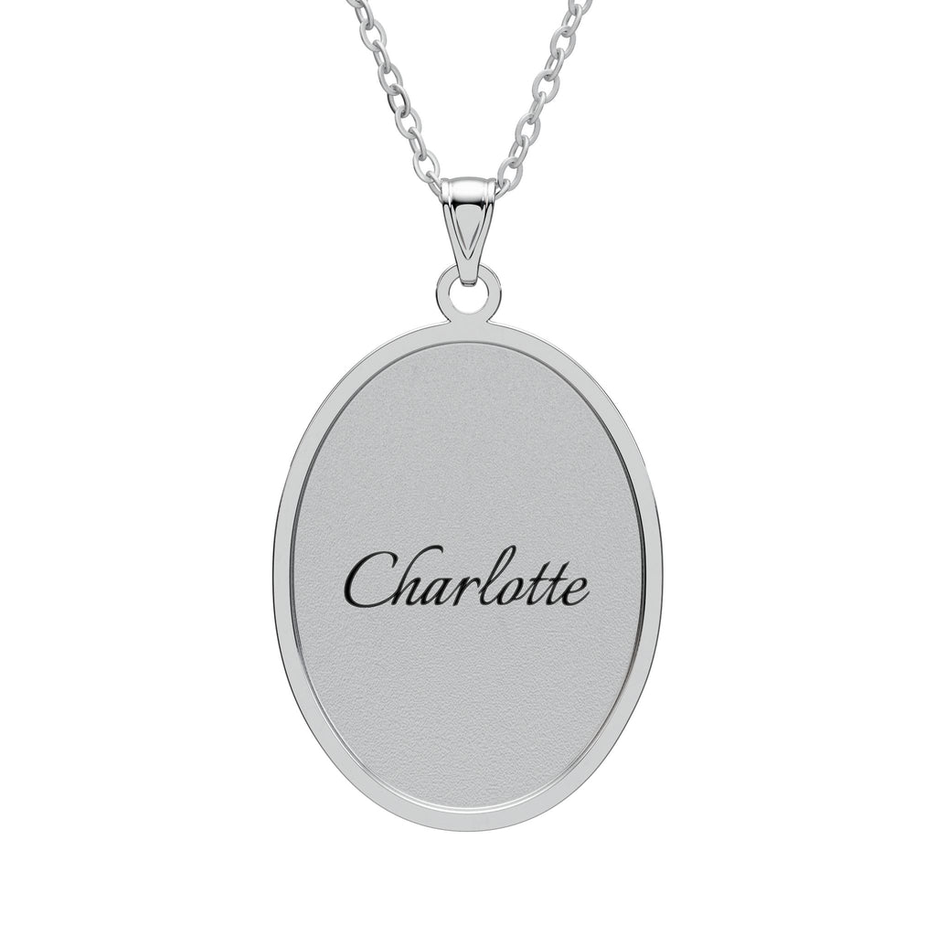 Personalized Oval Name Pendant Necklace — Custom Engraved "Charlotte"