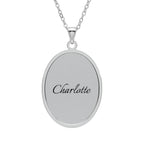 Personalized Oval Name Pendant Necklace — Custom Engraved "Charlotte"