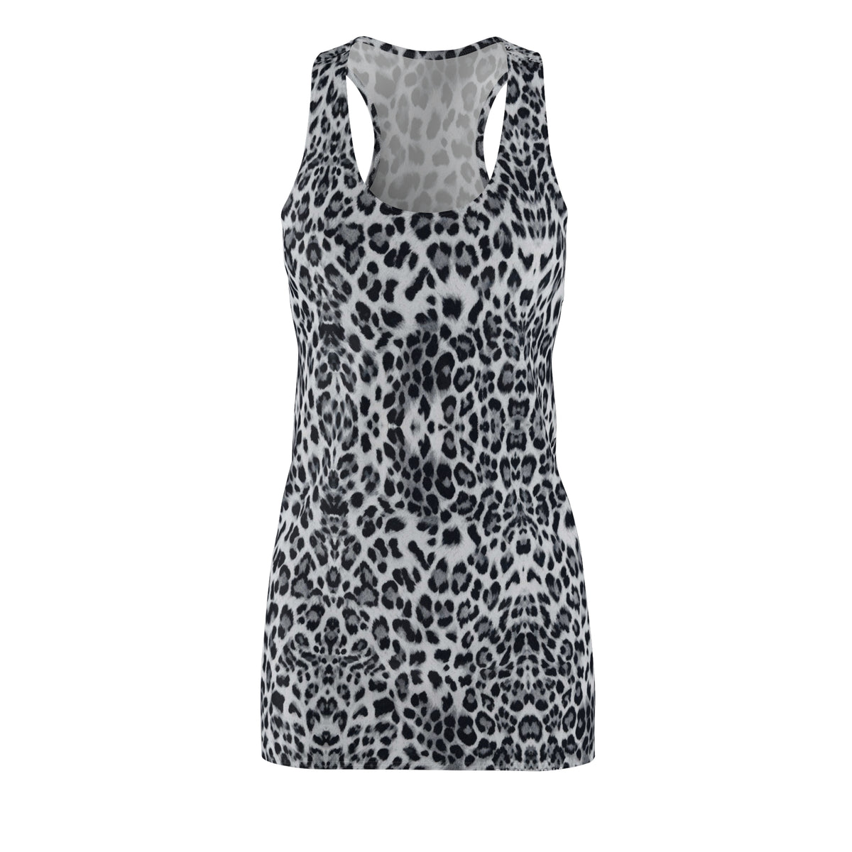 Grey Leopard Print Racerback Dress — Women's Slim AOP Tank Dress