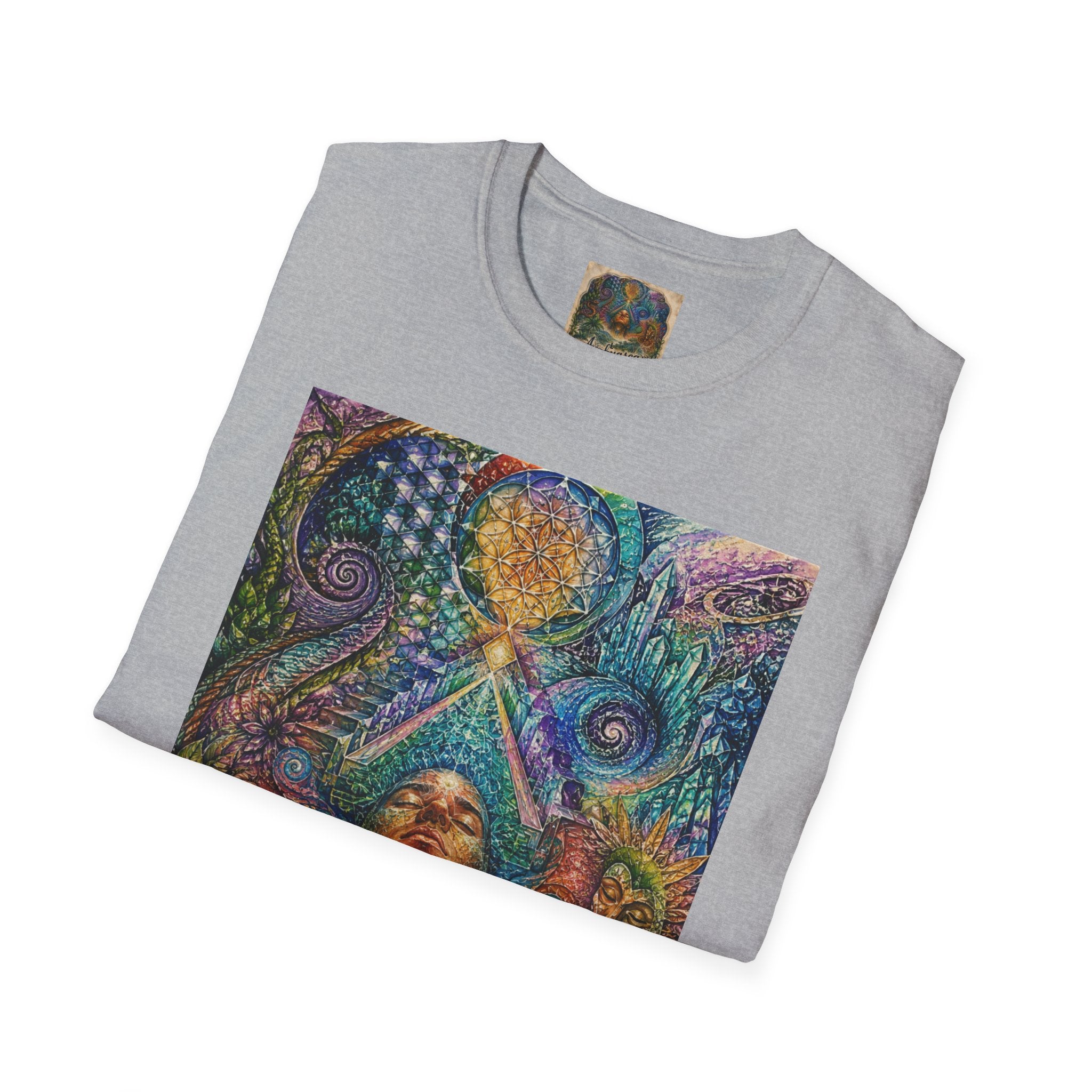 Psychedelic Visionary Tee — Spiritual Geometry & Rising Human Artwork