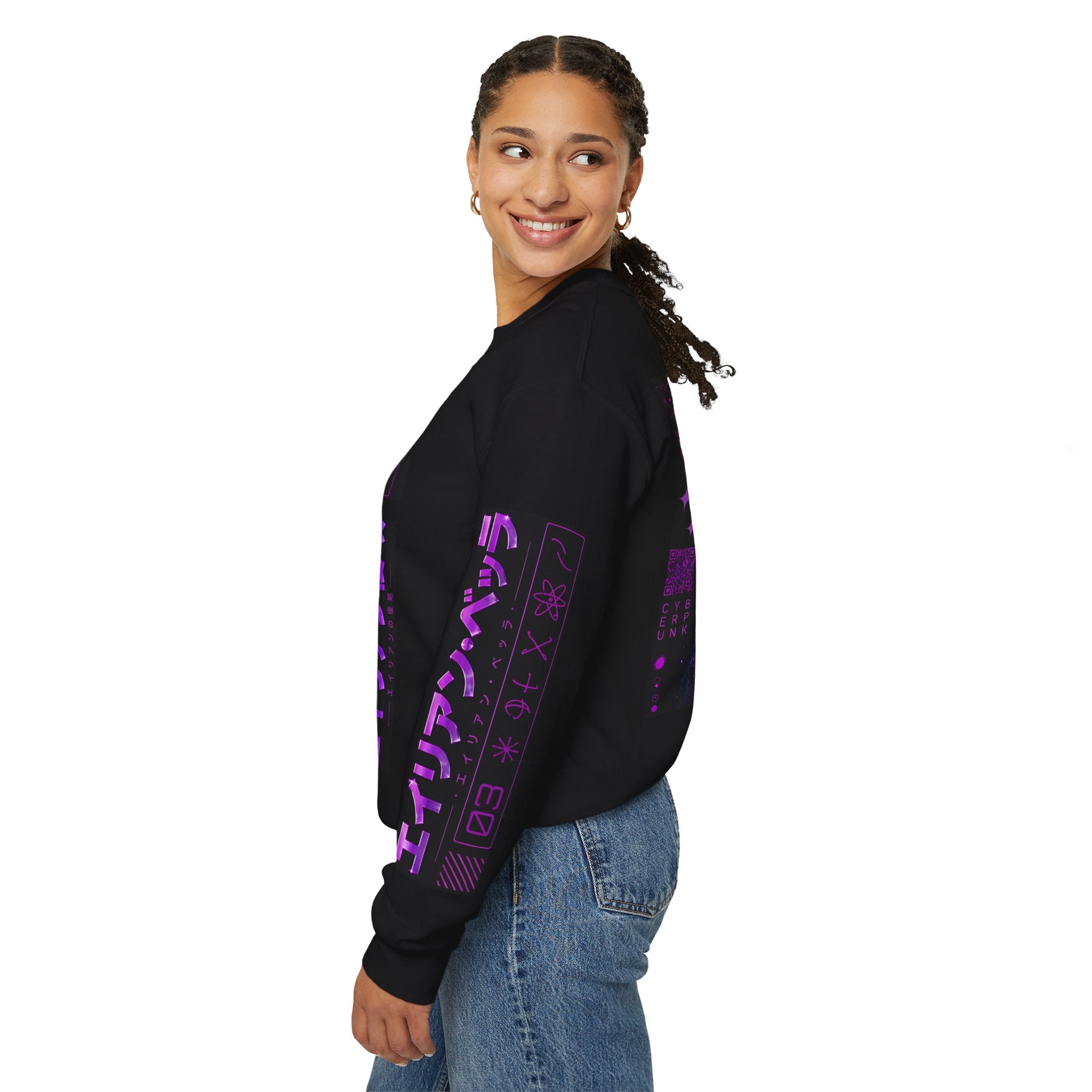 Alien Empress Crewneck Sweatshirt — Violet Cosmic Anime Graphic