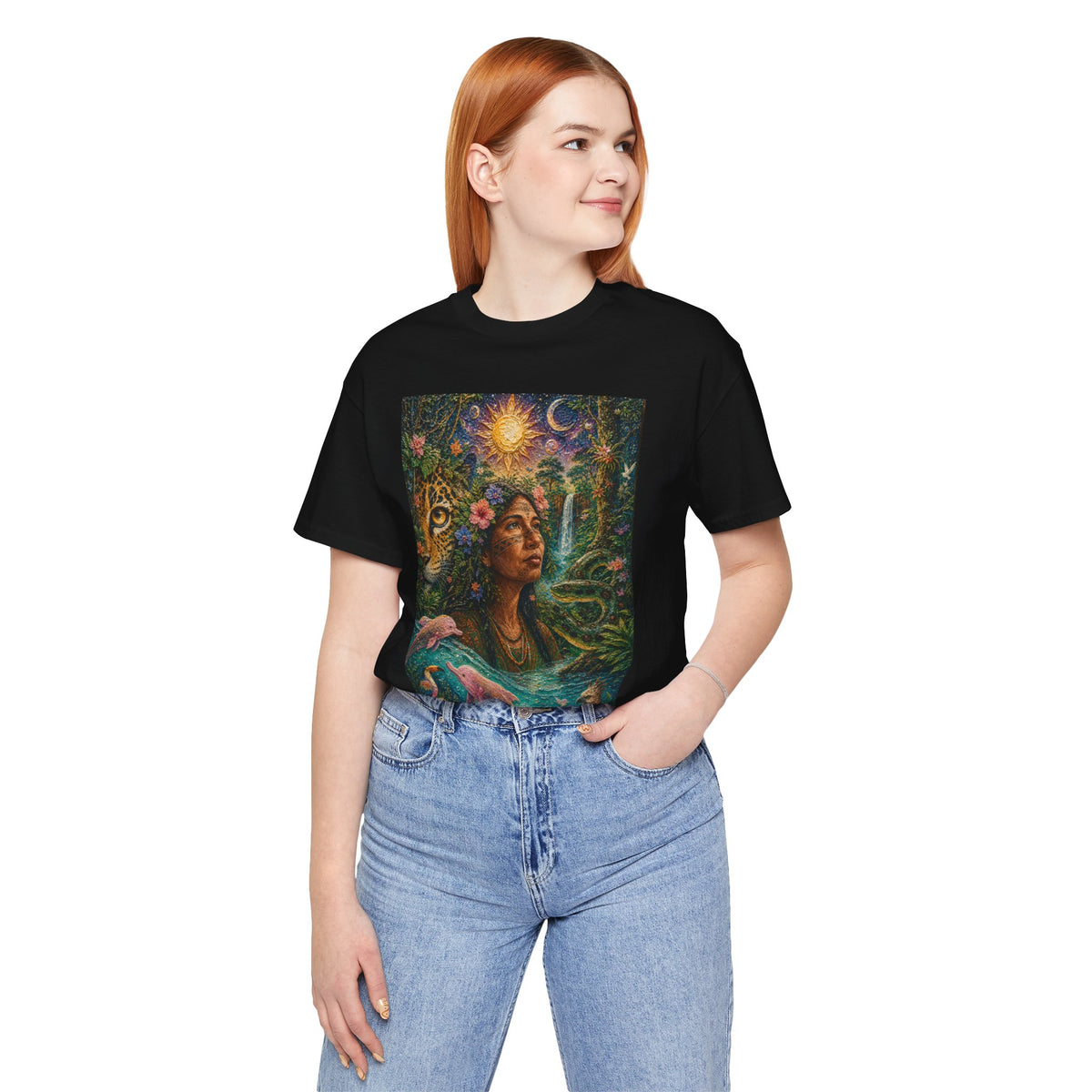 Ayahuasca -"Visions of the cosmos, whispers of the forest. "Unisex Jersey Short Sleeve Tee