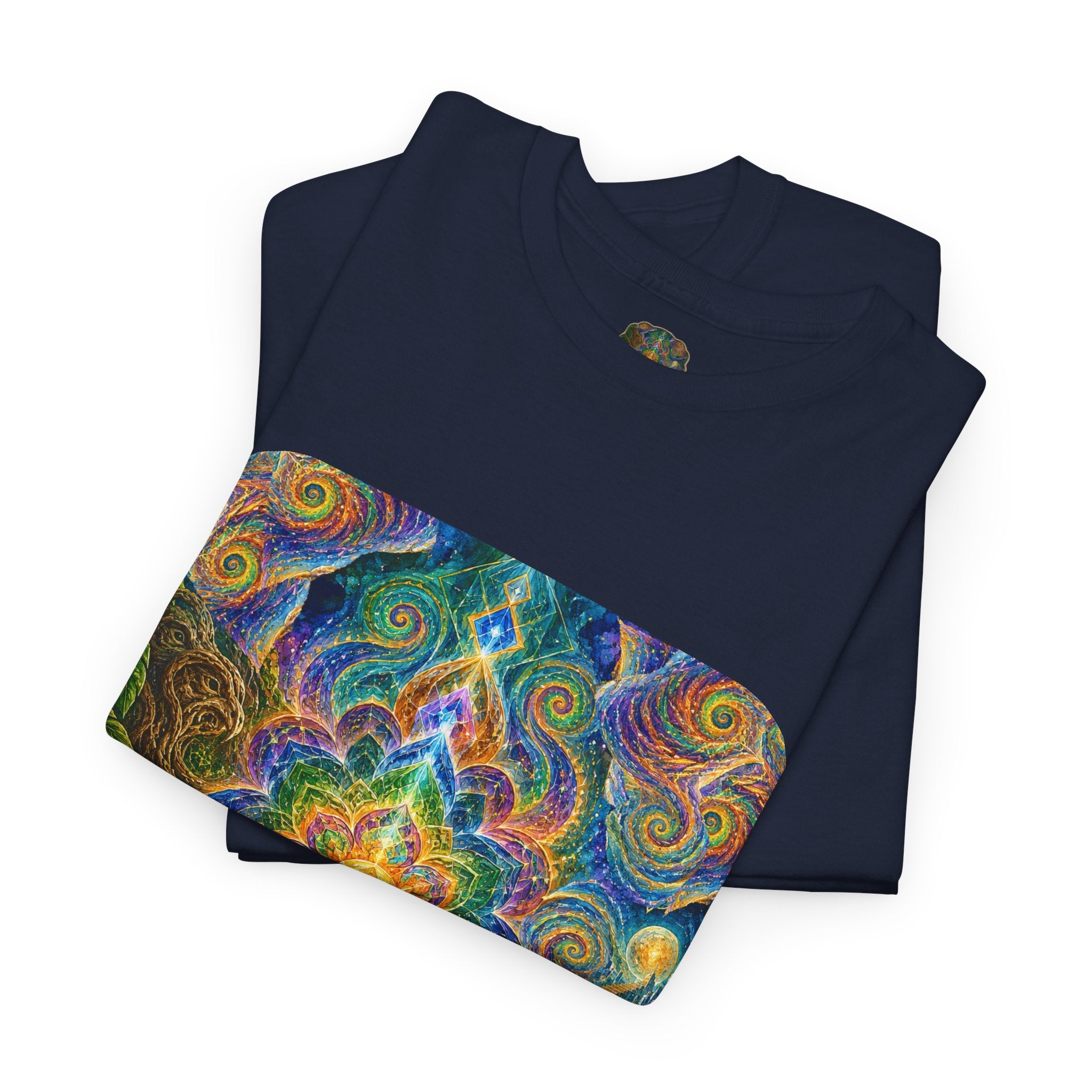 "See the world not with eyes, but with the soul." Ayahuasca  T-Shirt — Mystic Mandala & Shamanic Portrait Graphic