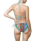 Colorful Boho Tile Print Bikini — Women's Tie-Side Swimsuit