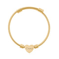 Engravable Heart Cuff Bracelet — Personalized Cable Wire Bangle (Silver or Gold)