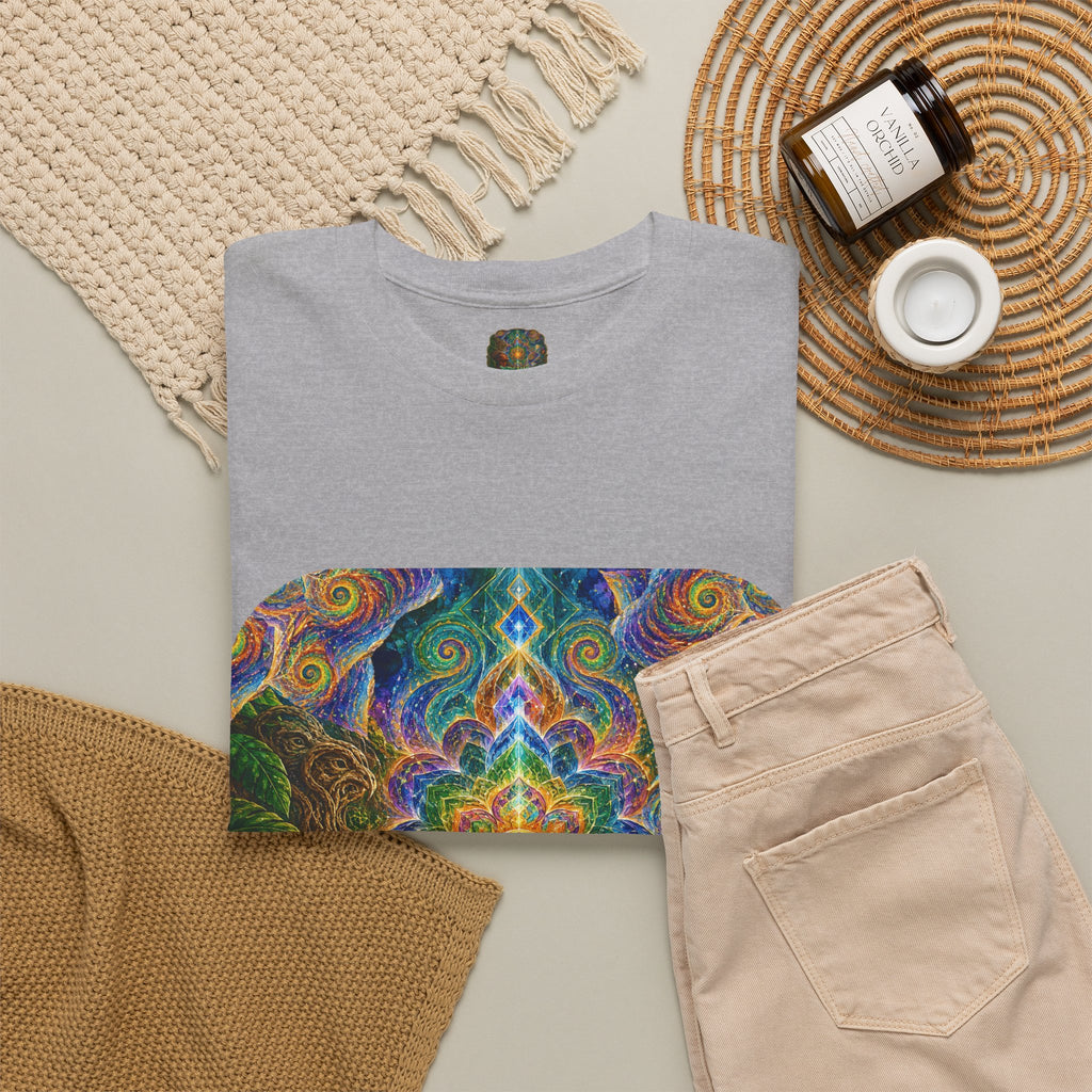 "See the world not with eyes, but with the soul." Ayahuasca  T-Shirt — Mystic Mandala & Shamanic Portrait Graphic
