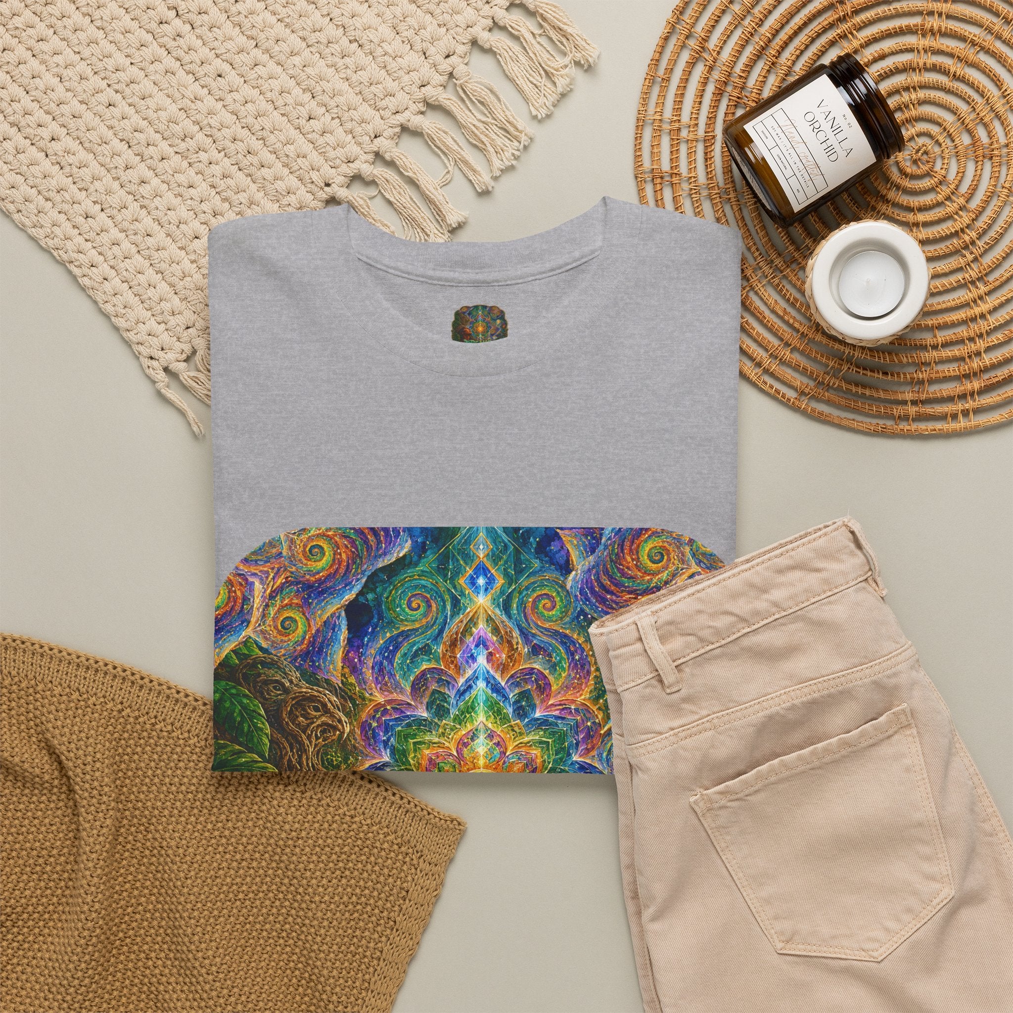 "See the world not with eyes, but with the soul." Ayahuasca  T-Shirt — Mystic Mandala & Shamanic Portrait Graphic