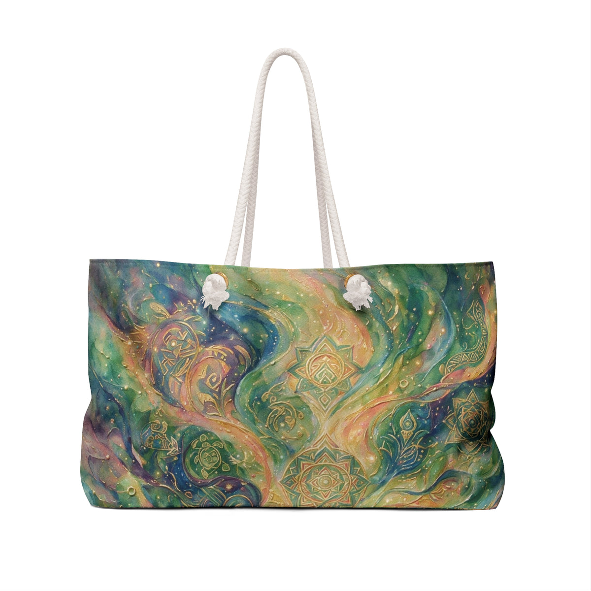 Bohemian Galaxy Weekender Bag — Swirling Celestial Tote for Travel & Beach