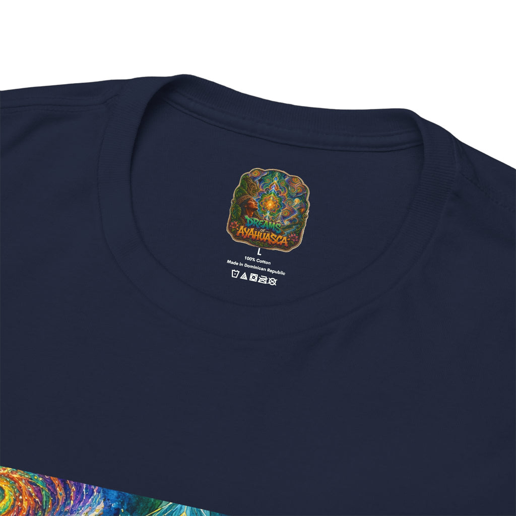 "See the world not with eyes, but with the soul." Ayahuasca  T-Shirt — Mystic Mandala & Shamanic Portrait Graphic