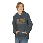 ESU Empire State University Hoodie — Collegiate Brown Pullover with Crest & Element Icons