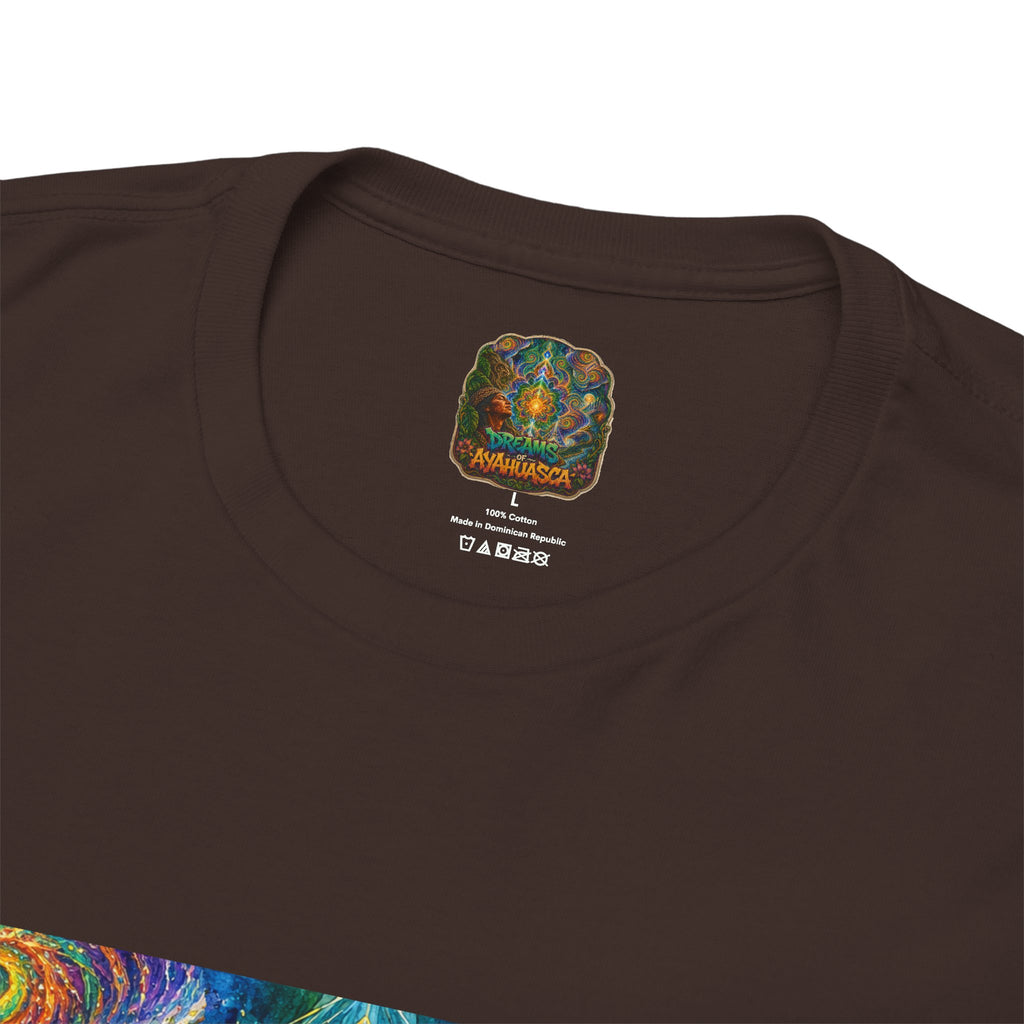 "See the world not with eyes, but with the soul." Ayahuasca  T-Shirt — Mystic Mandala & Shamanic Portrait Graphic
