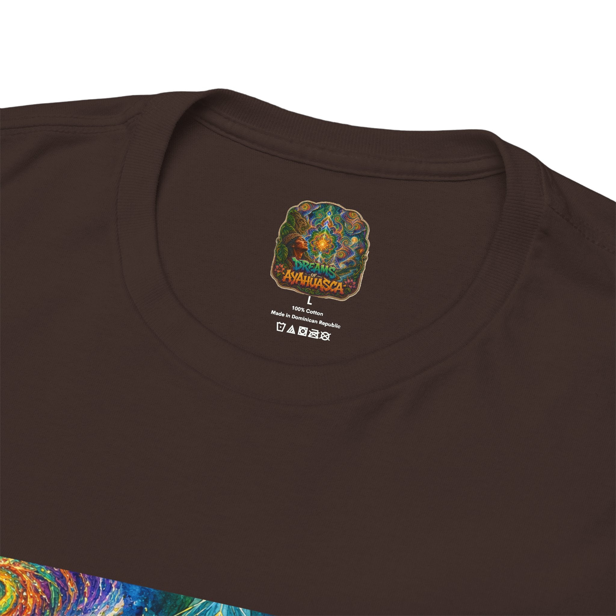 "See the world not with eyes, but with the soul." Ayahuasca  T-Shirt — Mystic Mandala & Shamanic Portrait Graphic