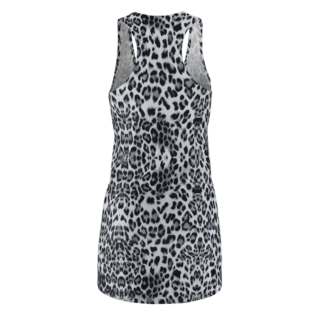 Grey Leopard Print Racerback Dress — Women's Slim AOP Tank Dress