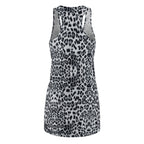 Grey Leopard Print Racerback Dress — Women's Slim AOP Tank Dress