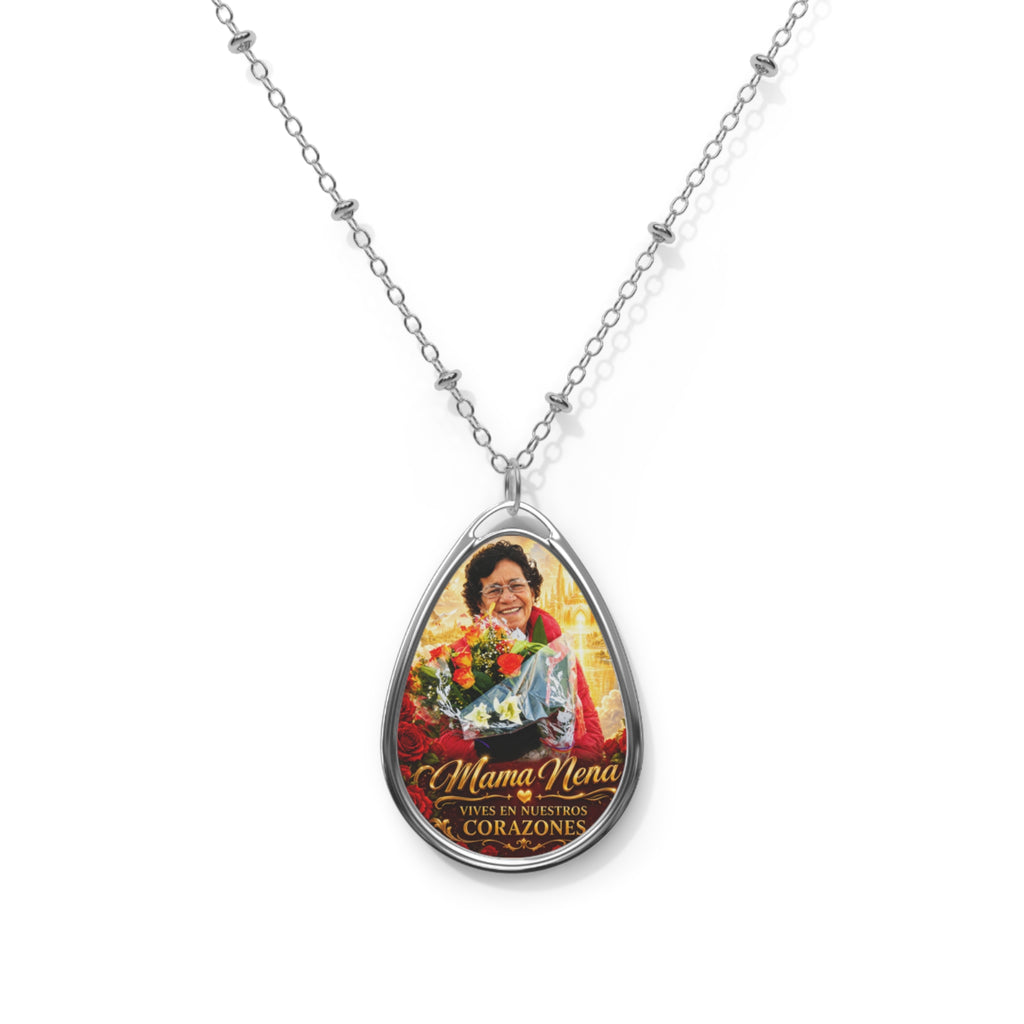 Oval Photo Necklace — Personalized 'Mama Nena' Memorial Pendant