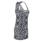 Grey Leopard Print Racerback Dress — Women's Slim AOP Tank Dress
