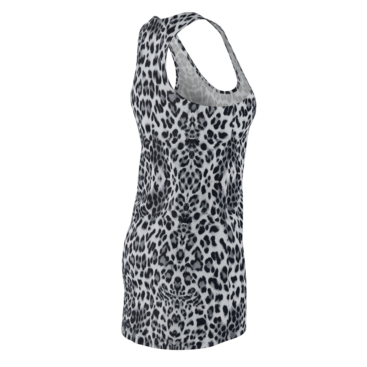 Grey Leopard Print Racerback Dress — Women's Slim AOP Tank Dress