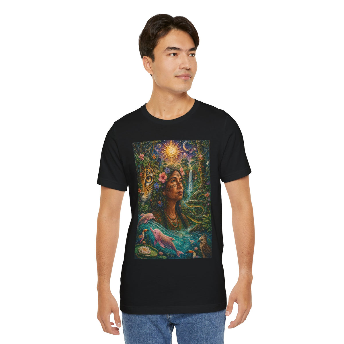 Ayahuasca -"Visions of the cosmos, whispers of the forest. "Unisex Jersey Short Sleeve Tee