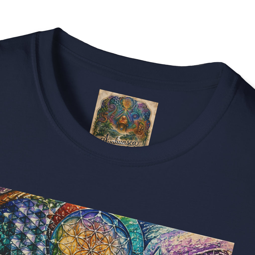 Psychedelic Visionary Tee — Spiritual Geometry & Rising Human Artwork