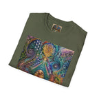Psychedelic Visionary Tee — Spiritual Geometry & Rising Human Artwork