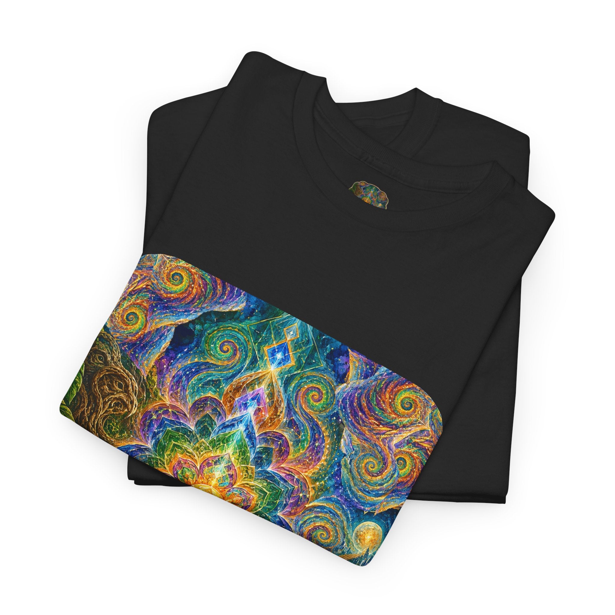"See the world not with eyes, but with the soul." Ayahuasca  T-Shirt — Mystic Mandala & Shamanic Portrait Graphic