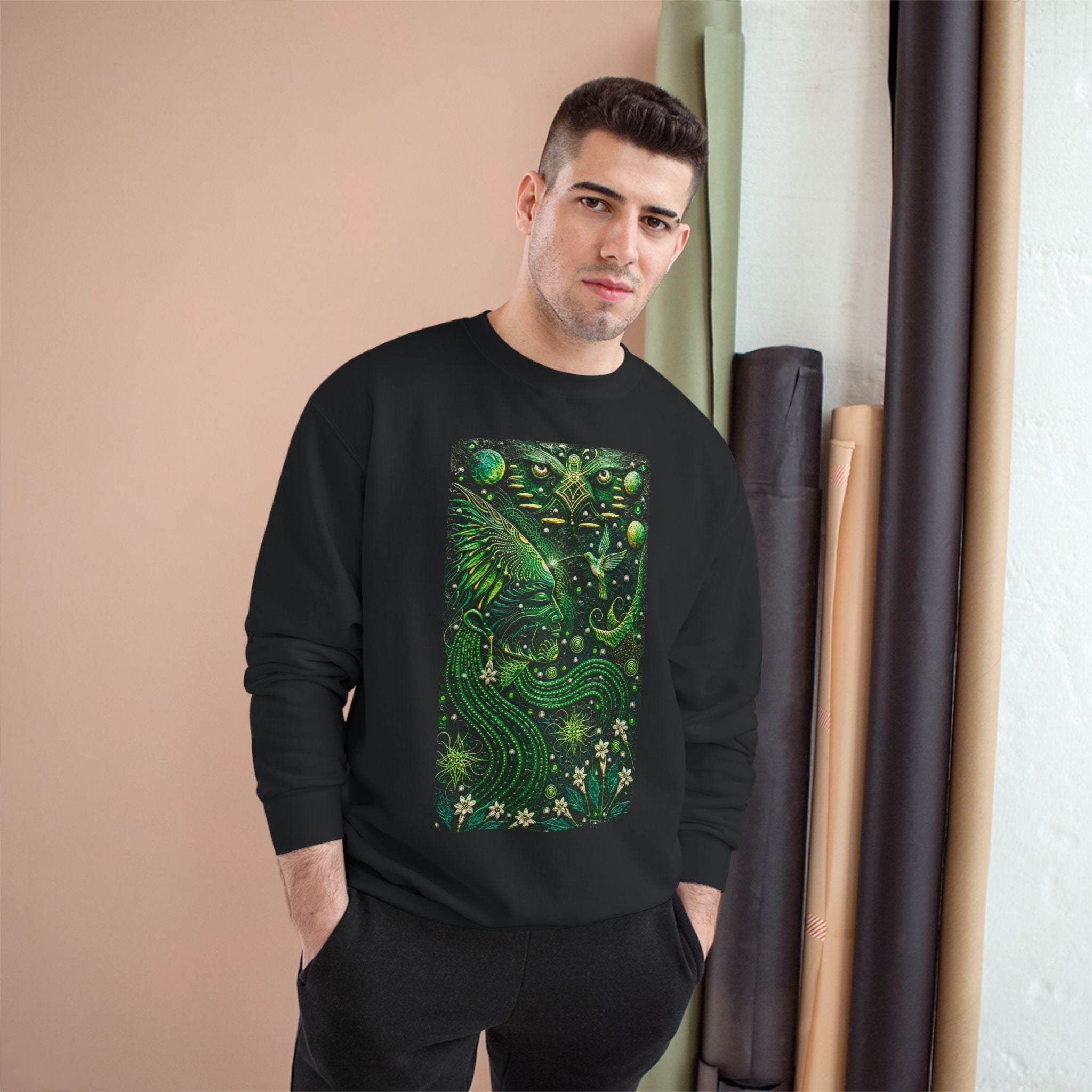 Oil Painting: Dreams and Spirits of Amazonian Ayahuasca - Sweatshirt –  Celestial Fantasy Champion Crewneck