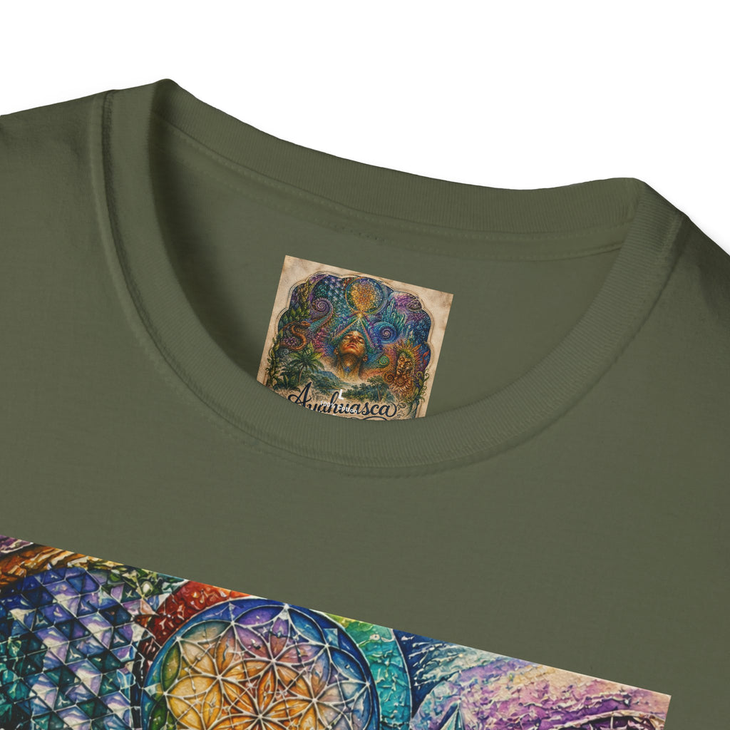 Psychedelic Visionary Tee — Spiritual Geometry & Rising Human Artwork