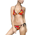 Floral Tie-Side Bikini - Red Tropical Flower Print