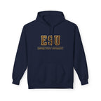 ESU Empire State University Hoodie — Collegiate Brown Pullover with Crest & Element Icons