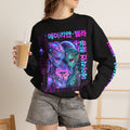 Alien Sisters Crewneck Sweatshirt — Neon Cyberpunk Space Art