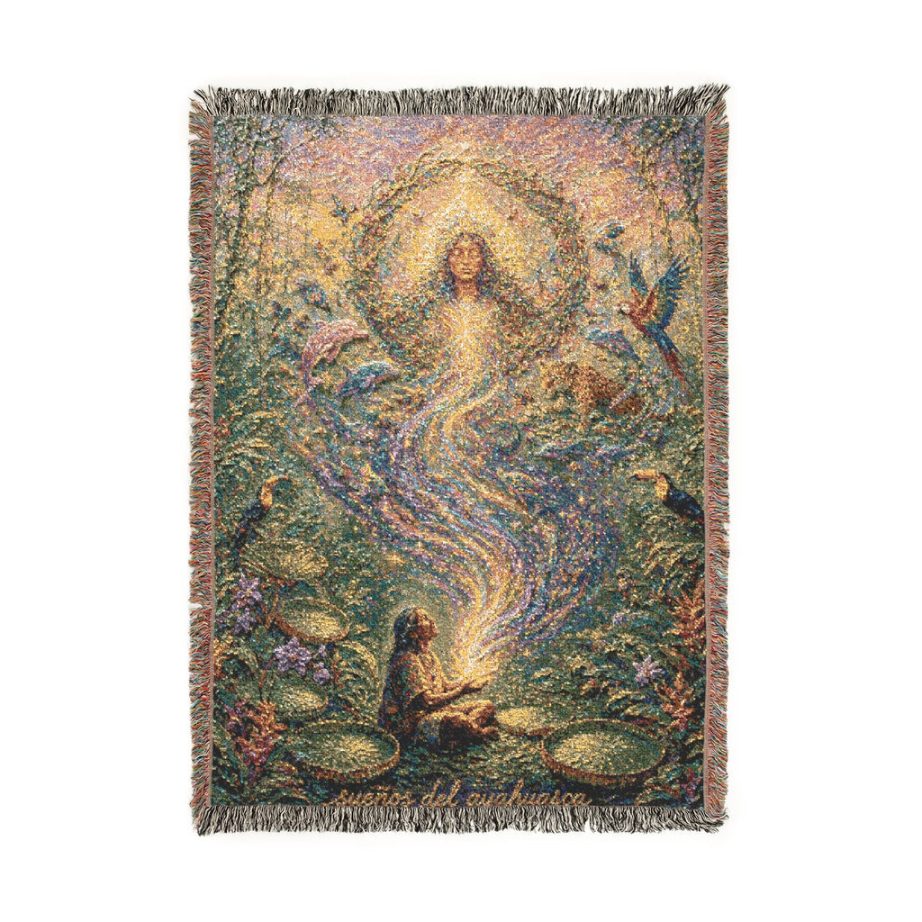 Ayahuasca Vision Woven Blanket — Mystical Mermaid Mosaic Throw
