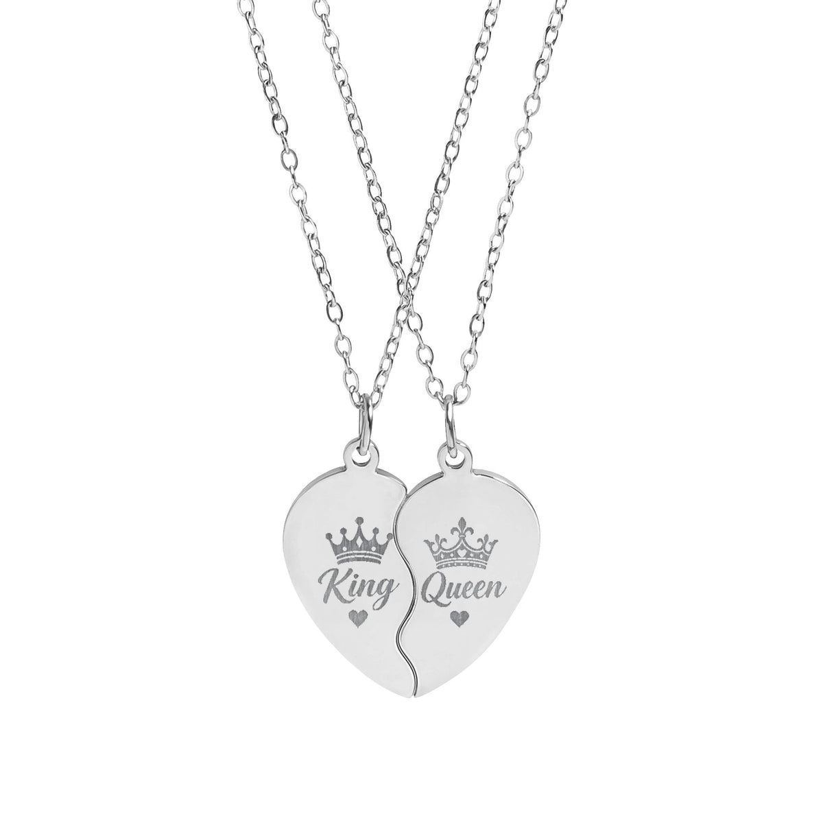 Break-Apart Heart Necklace Set — Engraved Split Heart Pendant for Best Friends & Couples