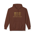 ESU Empire State University Hoodie — Collegiate Brown Pullover with Crest & Element Icons