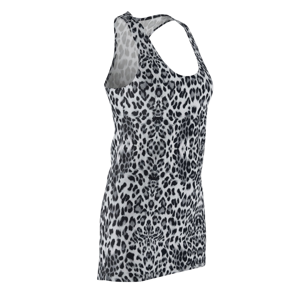 Grey Leopard Print Racerback Dress — Women's Slim AOP Tank Dress