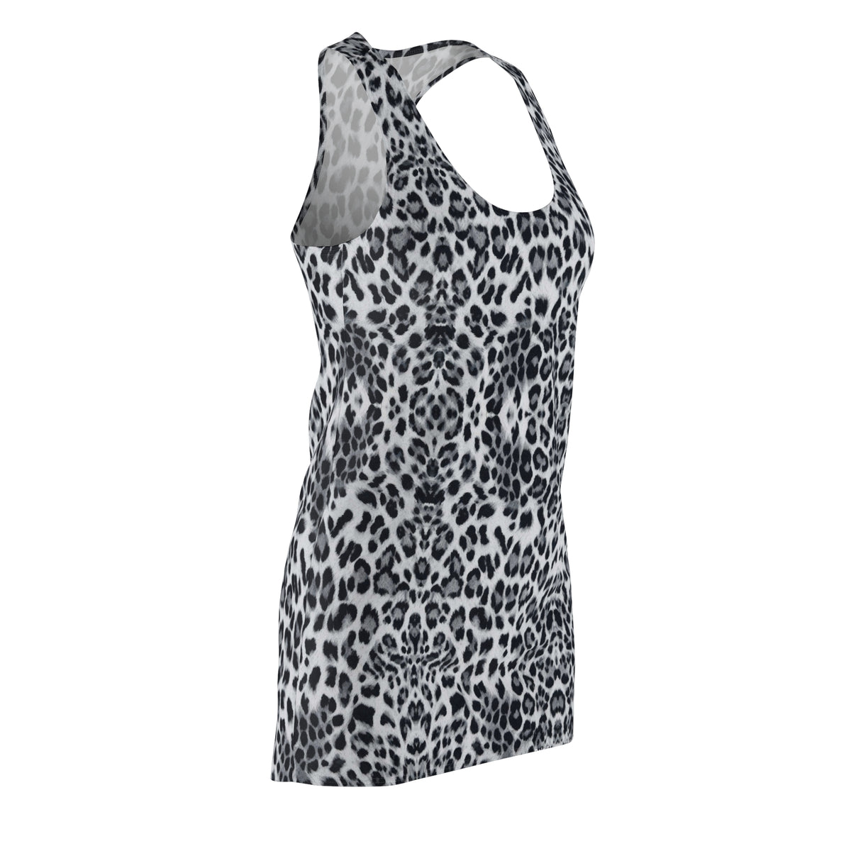 Grey Leopard Print Racerback Dress — Women's Slim AOP Tank Dress