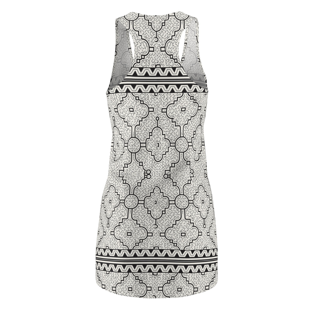 Kené Designs of the Shipibo-Konibo Community: Description, Meaning, and Mythical-Ancestral - ContextRacerback Dress — Monochrome Moroccan Tile All-Over Print